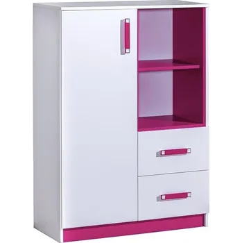 Komoda Nábytek Pyramida, s.r.o. Komoda vysoká TRAFICO 6 bílá/růžová