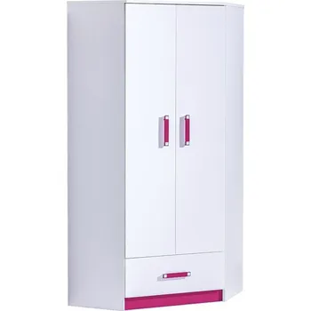 Šatní skříň Nábytek Pyramida, s.r.o. Rohová šatní skříň TRAFICO 2 bílá/růžová