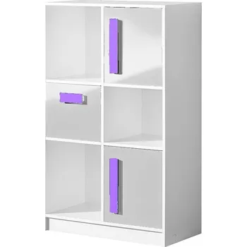 Komoda Nábytek Pyramida, s.r.o. Komoda vysoká GULLIWER 7 bílá lesk/fialová