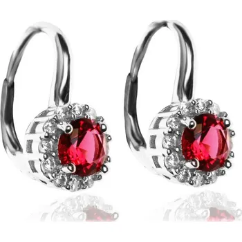 Náušnice STŘÍBRNÉ NÁUŠNICE S ČERVENĚ RUBINOVÝM ZIRKONEM VAL 2019-5