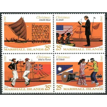 Poštovní známka Marshall Islands (1990) MiNr. 325 - 328 ** - Marshallovy ostrovy - 4-bl - Vánoce - plachetnice