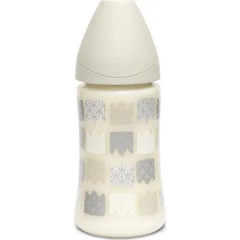 Suavinex Láhev Kulatá savička silikon 270 ml Labuť Béžová