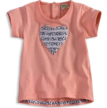 Kojenecké dívčí tričko PEBBLESTONE SRDCE meruňkové Velikost: 68