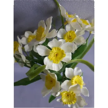 umělá květina Narcis kyt., 5 barev, Barva bílo-žlutá EJ002