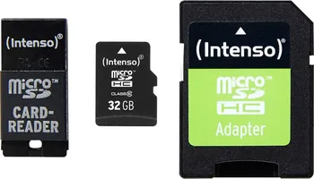 Paměťová karta Intenso microSDHC 32 GB Class 10 + adaptér + USB čtečka (MKSDINSTMI081)
