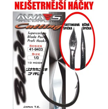 Rybářský háček AWA-SHIMA Háčky Cutting Blade 9403 Black Nickel Velikost háčků: 3/0