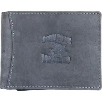 Peněženka Tmavěšedá kožená peněženka Born to be Wild se žralokem podélná