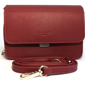 Čtyřoddílová malá pevná tmavěčervená crossbody kabelka David Jones 5805-2
