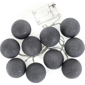 Lampička Bavlněné svítící kuličky LED 10 ks - tmavě šedé