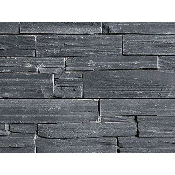Obklad Přírodní kámen WALLSTONE N 3003 Black Slate na síťce 55x15cm cena za balení