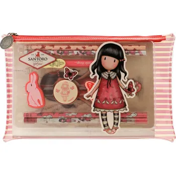 Peněženka Průhledný vybavený penál - "Time To Fly" od firmy SANTORO Gorjuss (Gorjuss Cityscape- PVC Pencil Case Stationery Set -"Time To Fly")