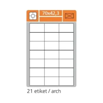 Samolepící etiketa Print etikety A4 PLUS pro laserový a inkoustový tisk - 70 x 42,3 mm (21 etiket / arch)