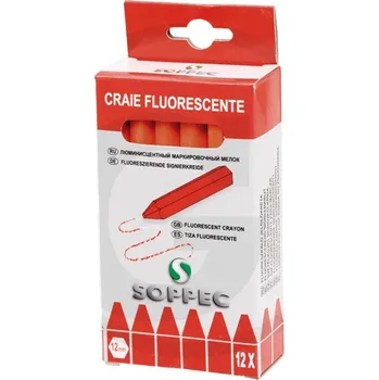 Barva ve spreji SOPPEC lesnická značkovací křída na dřevo červená fluorescenční 12 ks