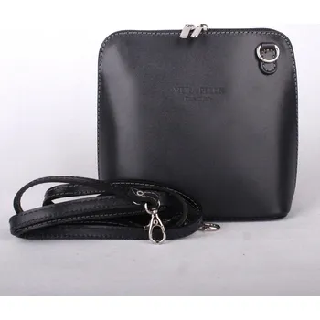 Kabelka Černá malá kožená crossbody kabelka no. 55