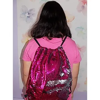 Kabelka Vak na záda s flitry starorůžový - stříbrný (Batůžek na záda)