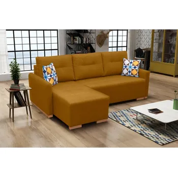 Sedací souprava Rozkládací rohová sedačka REX hořčicová