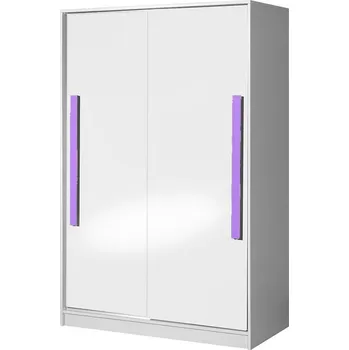 Šatní skříň Šatní skříň s posuv. dveřmi GULLIWER 12 bílá lesk/fialová