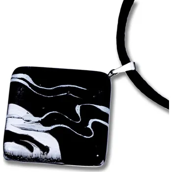 Přívěsek Skleněný přívěsek kosočtvercový černý KIM P0807