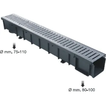 Odvodňovací žlab First plast, REFAX Liniový žlab s mříží pozink 130*110*1000mm