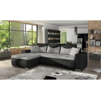 Sedací souprava Rozkládací rohová sedačka DANIELA L II šedá melír / černá