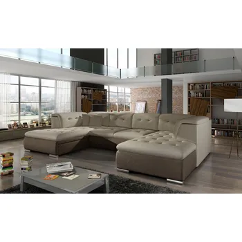 Sedací souprava Rozkládací rohová sedačka SANTIAGO hnědá / béžová