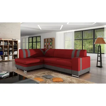 Sedací souprava Rozkládací rohová sedačka X-LINE červená / tm.šedá