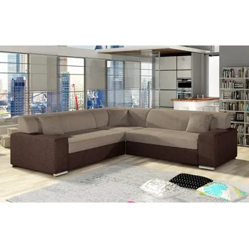 Sedací souprava Rozkládací rohová sedačka OLIVER tm.béžová / hnědá