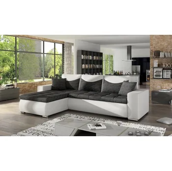 Sedací souprava Rozkládací rohová sedačka DANIELA L IV černá melír / bílá