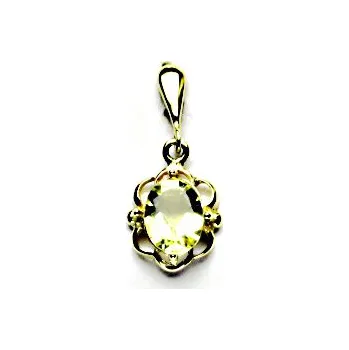 Přívěsek Zlatý přívěsek, přírodní olivový křemen/lemon, žluté zlato, P 1140/22