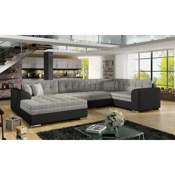 Sedací souprava Rozkládací rohová sedačka DARJA šedá melír / černá