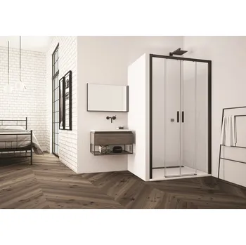 Sprchové dveře TLS4 - ATYP dvoudílné posuvné dveře 100-180 cm, profil černý TLS4SM10607