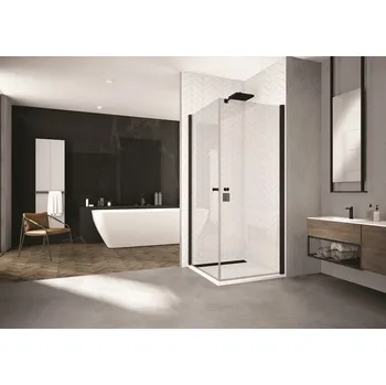 Sprchové dveře SOL1 - jednokřídlé dveře 80 cm, profil černý SOL1080006