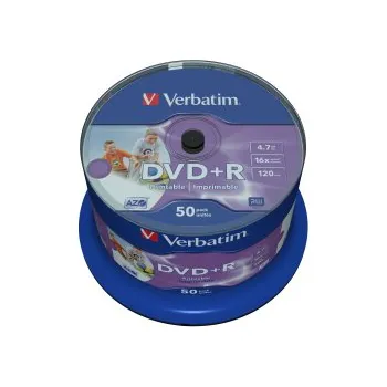 Optické médium Verbatim DVD+R 4,7GB 16x, Advanced AZO+ printable, cakebox, 50ks (43512)