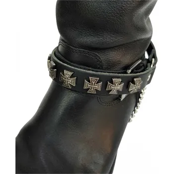 Moto obuv kožená ozdoba na boty - maltézský kříž