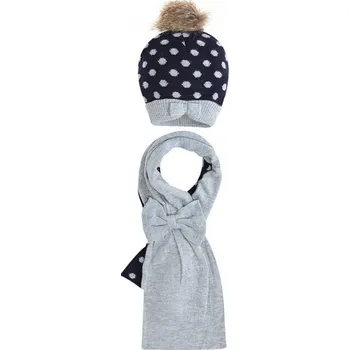 Kojenecký overall MAYORAL dětský set pletené čepice a šály, vel 1 - šedo modrá