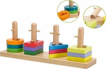 Dřevěná hračka Johntoys Skládačka dřevěná různé tvary