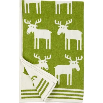 Dětská deka Bavlněná dětská deka chenille Moose green 140x90, Klippan Švédsko Zelená