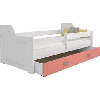 Postel ImportWorld Dětská postel Magdaléna 80x160 B4, bílá/růžová + rošt a matrace