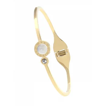 Náramek Dámský ocelový náramek Steel JGB3G o rozměrech 62X55mm IPGold s imitací slunečních hodin (náramek z chirurgické oceli s broušenými kameny)