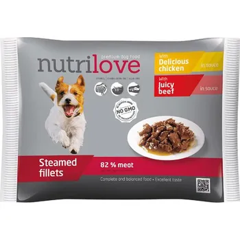 Volný čas Nutrilove Dog kuřecí/hovězí 4 x 85 g