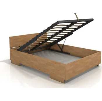 Postel ImportWorld Postel s úložným prostorem Erna High BC Long 140x220 cm, buk masiv (Barva dřeva: Palisandr, Rošt varianta: Lamelový rošt)