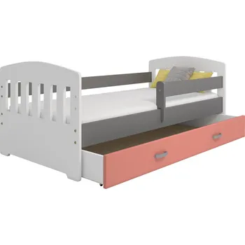 Postel ImportWorld Dětská postel Magdaléna 80x160 B6, bílá/šedá/růžová + rošt a matrace