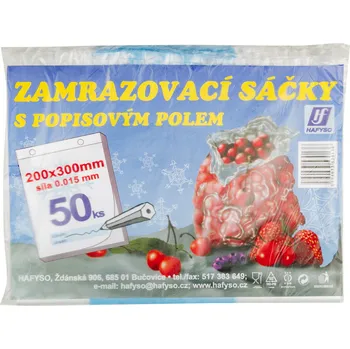 Sáček na potraviny 50x sáčky zamrazovací s popisem 20 x 30 cm, 15µm