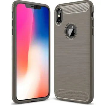 Pouzdro na mobilní telefon Odolný kryt ve stylu broušeného karbonu pro iPhone XS Max - šedá