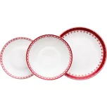Leander Talířová souprava, český porcelán, HyggeLine, červená, Leander, 12 d.