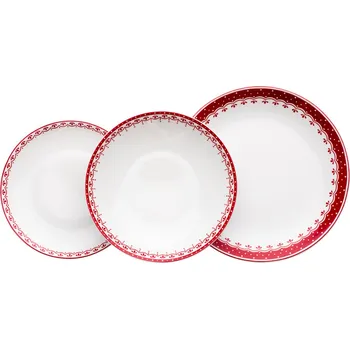 Talíř Leander Talířová souprava, český porcelán, HyggeLine, červená, Leander, 12 d.