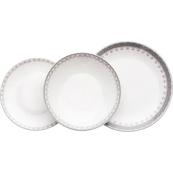 Talíř Leander Talířová souprava, český porcelán, HyggeLine, šedá, Leander, 12 d.