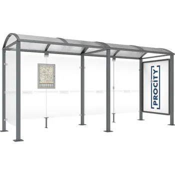 Procity Autobusová zastávka Classic provedení: Lérins - délka 5000 mm (skleněná bočnice + vitrína)