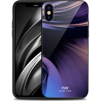 Pouzdro na mobilní telefon NXE kryt se skleněnou zadní stranou pro iPhone XS Max - fialová