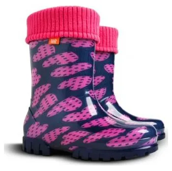 Chlapecké holínky Polsko Dětské holinky Stormer Lux Print zateplené - růžové srdíčka tmavá Velikosti 30/31